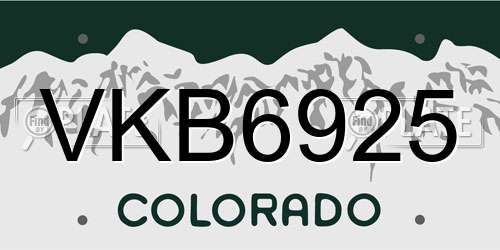 VKB6925 Colorado License Plate
