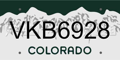 VKB6928 Colorado License Plate