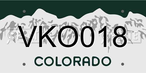 VKO018 Colorado License Plate
