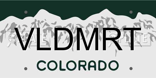 VLDMRT Colorado License Plate