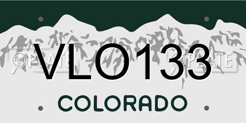 VLO133 Colorado License Plate
