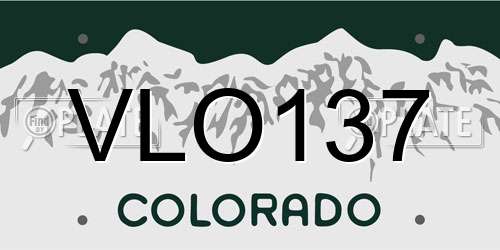 VLO137 Colorado License Plate