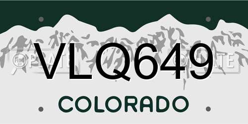 VLQ649 Colorado License Plate