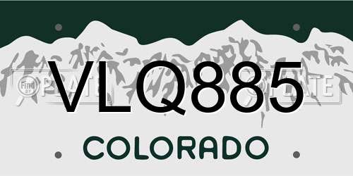 VLQ885 Colorado License Plate