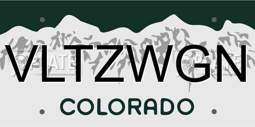 VLTZWGN Colorado License Plate