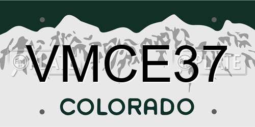 VMCE37 Colorado License Plate