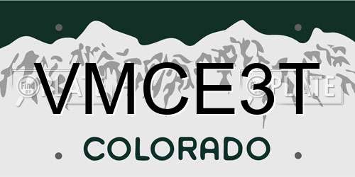 VMCE3T Colorado License Plate