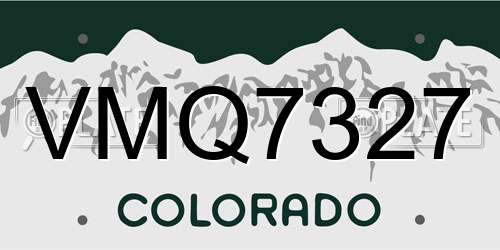 VMQ7327 Colorado License Plate
