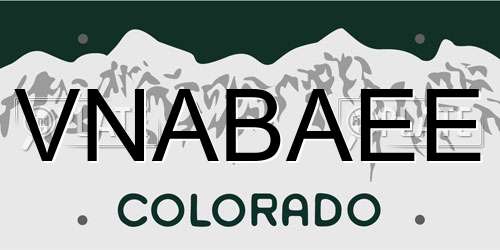 VNABAEE Colorado License Plate