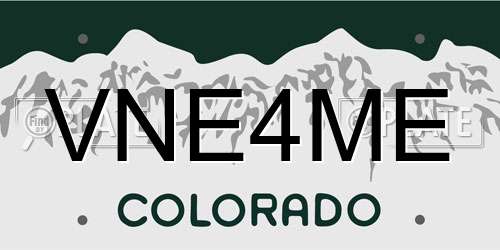 VNE4ME Colorado License Plate