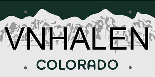 VNHALEN Colorado License Plate