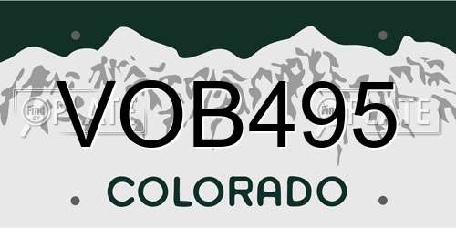VOB495 Colorado License Plate