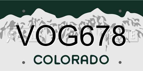 VOG678 Colorado License Plate