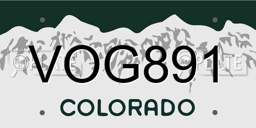 VOG891 Colorado License Plate