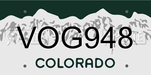 VOG948 Colorado License Plate