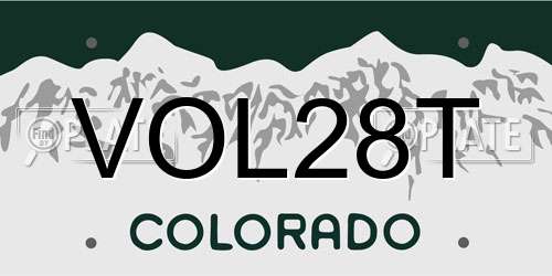 VOL28T Colorado License Plate