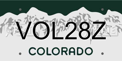 VOL28Z Colorado License Plate