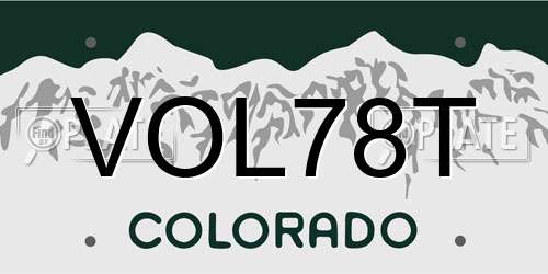 VOL78T Colorado License Plate