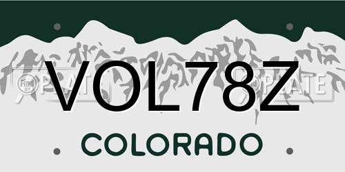 VOL78Z Colorado License Plate