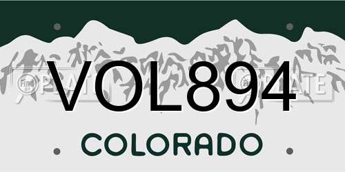 VOL894 Colorado License Plate
