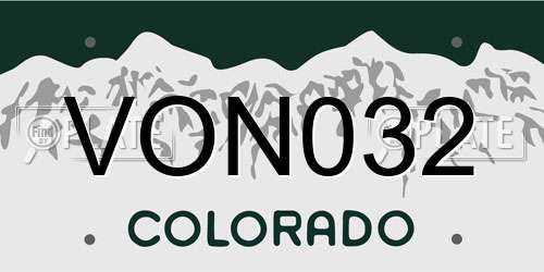 VON032 Colorado License Plate