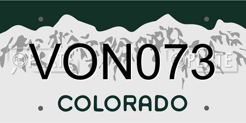 VON073 Colorado License Plate
