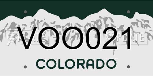 VOO021 Colorado License Plate