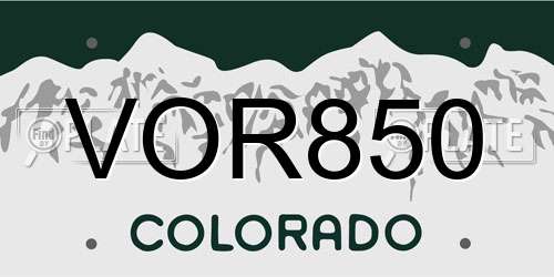 VOR850 Colorado License Plate