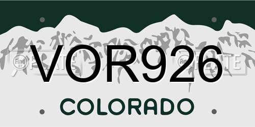 VOR926 Colorado License Plate