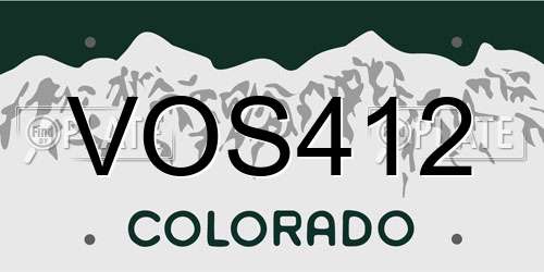 VOS412 Colorado License Plate