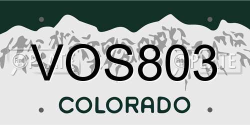 VOS803 Colorado License Plate
