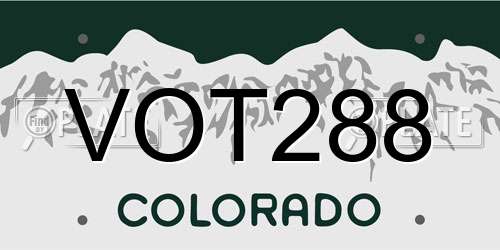 VOT288 Colorado License Plate