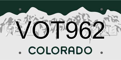 VOT962 Colorado License Plate