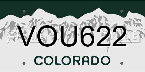 VOU622 Colorado License Plate