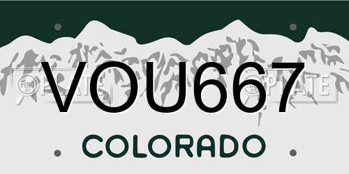 VOU667 Colorado License Plate
