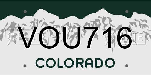 VOU716 Colorado License Plate