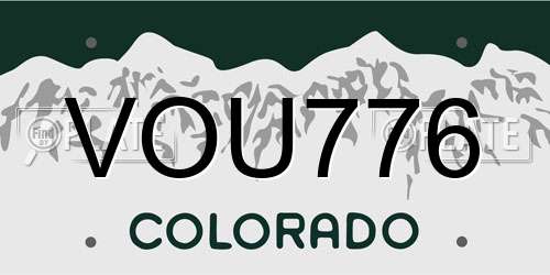 VOU776 Colorado License Plate