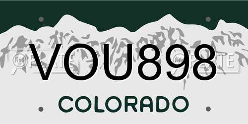 VOU898 Colorado License Plate