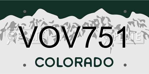 VOV751 Colorado License Plate