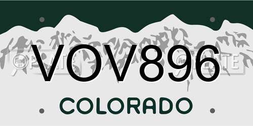 VOV896 Colorado License Plate