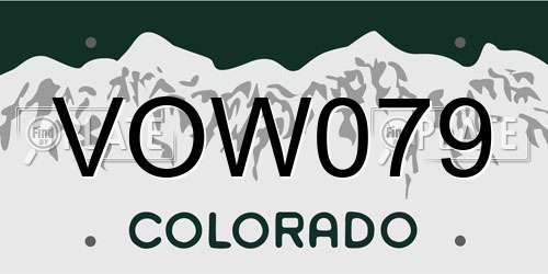 VOW079 Colorado License Plate