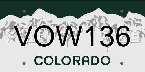 VOW136 Colorado License Plate