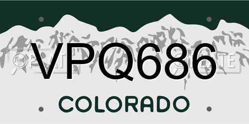 VPQ686 Colorado License Plate