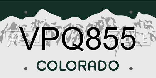 VPQ855 Colorado License Plate