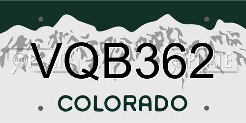 VQB362 Colorado License Plate
