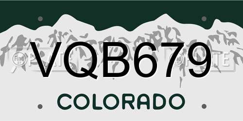 VQB679 Colorado License Plate