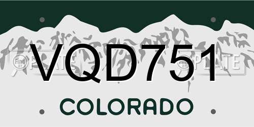 VQD751 Colorado License Plate