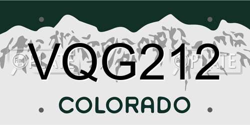 VQG212 Colorado License Plate