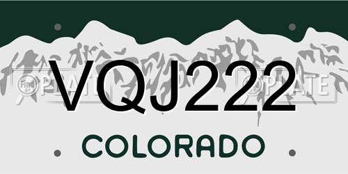 VQJ222 Colorado License Plate