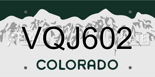 VQJ602 Colorado License Plate